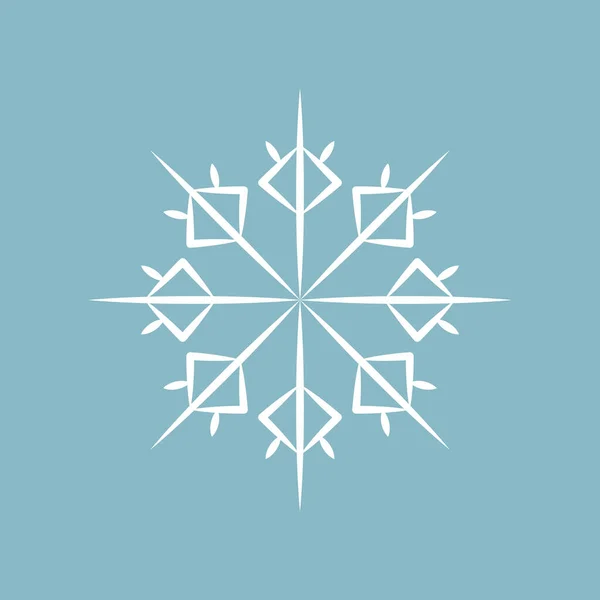 Flocon Neige Blanc Simple Décor Fête Illustration Vectorielle Isolée Sur — Image vectorielle