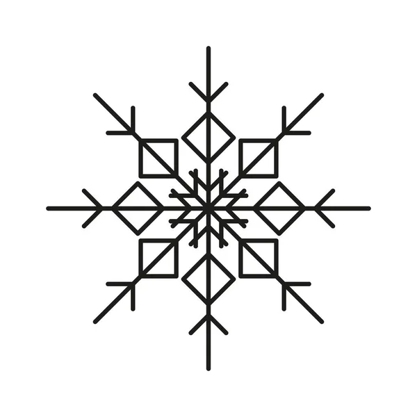 Czarny Prosty Ikona Płatek Śniegu Zimowego Wystrój Uroczystości Ilustracja Wektora — Wektor stockowy