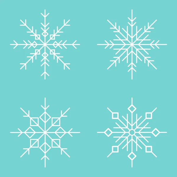 Conjunto Flocos Neve Inverno Decoração Celebração Ilustração Vetorial — Vetor de Stock