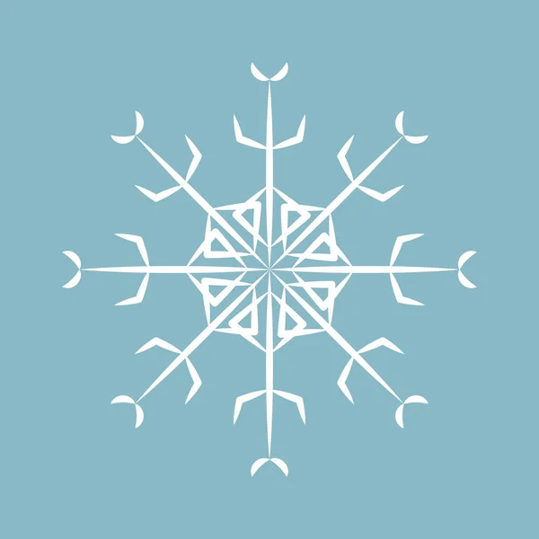 Λευκή Νιφάδα Χιονιού Απομονωμένη Μπλε Φόντο Διακόσμηση Εορτασμού Εικονογράφηση Διανύσματος — Διανυσματικό Αρχείο