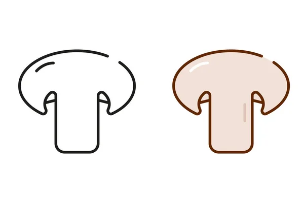 Champignon Icon Isolated White Background Black Linear Colorful Champignons Icons — 스톡 벡터
