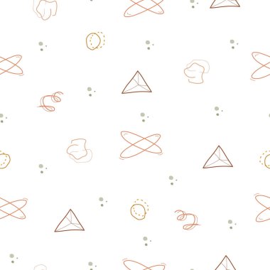 Geometrik elementlerle kusursuz desen. Dekorasyon tasarımı için modern baskı, arka planlar, moda, ambalaj kağıdı, tekstil, telefon kılıfı. Vektör illüstrasyonu