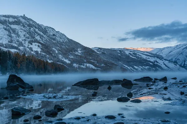 Winterblick Auf Den Kanas See Der Provinz Xinjiang China Bei — Stockfoto