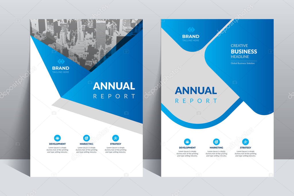 Modern Blue Annual Report Catalog Cover Design Template is adept to any Project such as flyer, brochure, Poster, cover, magazine, presentation, portfolio, web banner, etc.
