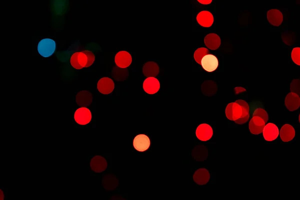 Abstracte Bokeh Licht Effecten Nacht Zwarte Achtergrond Met Kleurrijke Lichteffecten — Stockfoto