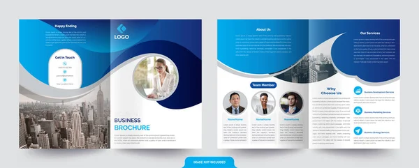 Blue Bifold Brochure Design Template Adept Multipurpose Project — Stockový vektor