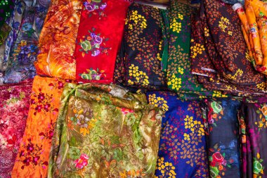 Colorful Textile Printed Fabrics of Women's Wear  Background Texture