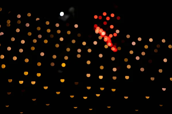 Golden Red Defocus Abstrakte Bokeh Lichteffekte Auf Dem Nächtlichen Schwarzen — Stockfoto