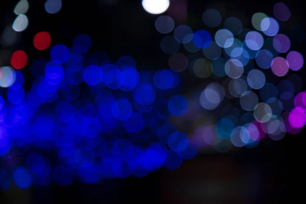 Blue Defocus Abstrakt Bokeh Ljus Effekter Natten Svart Bakgrund Konsistens — Stockfoto