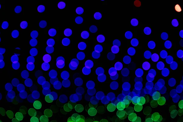 Blau Grün Defocus Abstraktes Bokeh Lichteffekte Auf Der Nacht Schwarzen — Stockfoto