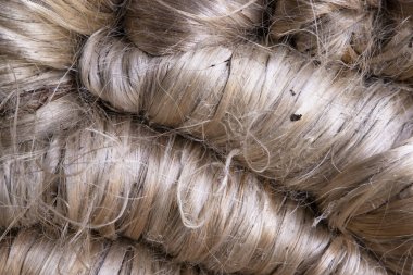 Kalın bir demet Altın kenevir iplik dokusu arka planı