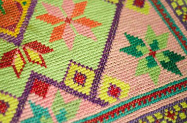 Parlak nakış parçası Meksika usulü. Boho. örgü işi.