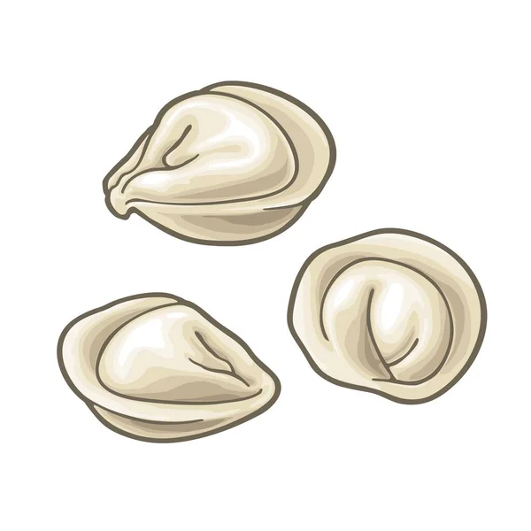 Dumpling. Illustration vectorielle couleur vintage. Isolé sur blanc — Image vectorielle