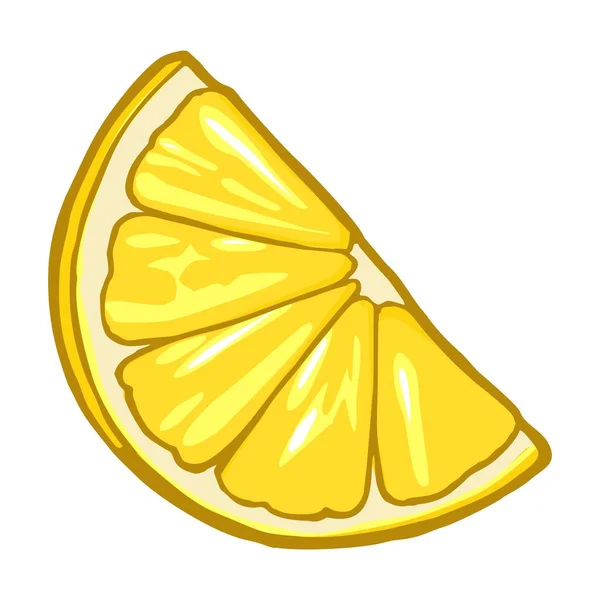 Лимонный Ломтик Изолированный Белом Фоне Векторный Цвет — стоковый вектор