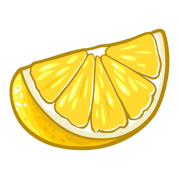 Potongan Lemon Terisolasi Latar Belakang Putih Ilustrasi Datar Realistis Warna - Stok Vektor