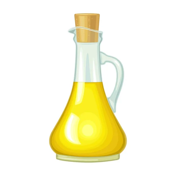Bottle Glass Oil Cork Stopper Color Vector Realistic Illustration Label — Stock Vector