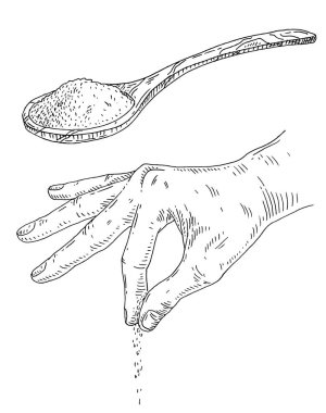 El tuzu ya da biber serpiyor. Yan görüş. Vintage kuluçka vektörü