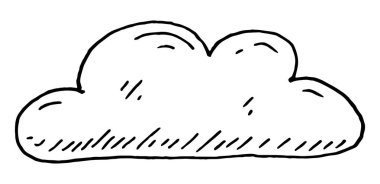 Bulut. Vector black hand drew vintage gravür illüstrasyonu. Beyaz arkaplanda izole