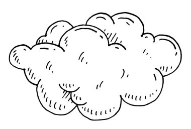 Bulut. Vector black hand drew vintage gravür illüstrasyonu. Beyaz arkaplanda izole