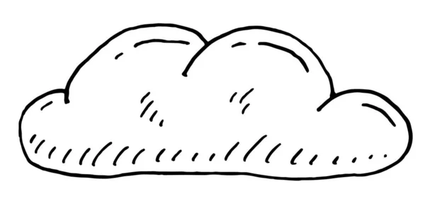 Облако Векторная Черная Ручная Гравировка Гравировкой Изолированный Белом Фоне — стоковый вектор