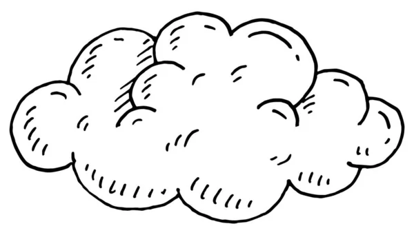 Nube Vector Negro Dibujado Mano Ilustración Grabado Vintage Aislado Sobre — Vector de stock