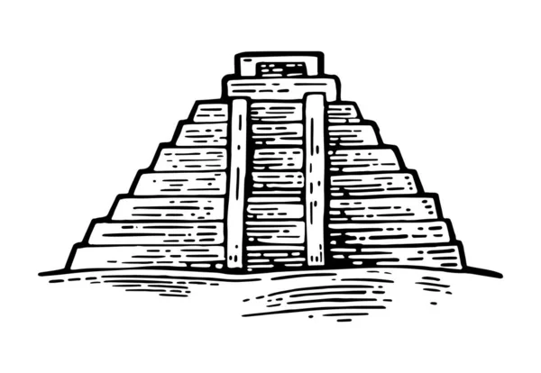 Піраміда Вектор Чорна Рука Намальована Старовинна Гравюрна Ілюстрація Плаката Лейблу — стоковий вектор