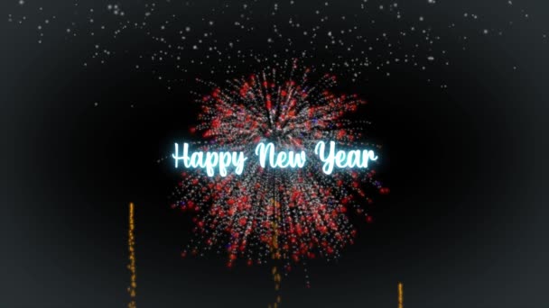 Feliz Ano Novo ans Casar Ghristmas confetes estação cumprimentos placa de vídeo. Animação 4K que brilha e brilha no ano novo. — Vídeo de Stock