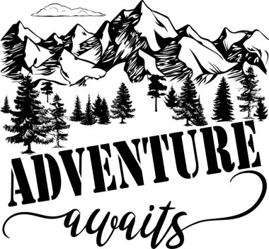 Macera bekliyor, çıkartmalar, baskılar, tişörtler, kupalar vs. yapmak için oldukça detaylı bir tasarım..