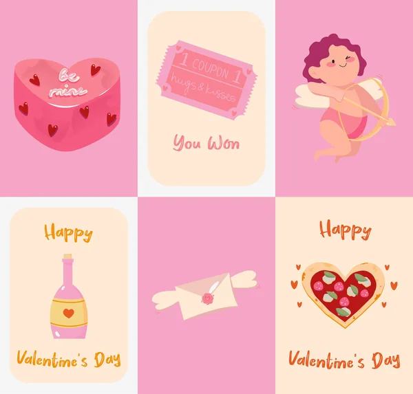 Valentine Day Boho Style Ensemble Illustrations Mignonnes Parfait Pour Les — Image vectorielle