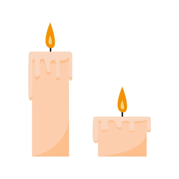 Vela Sobre Fondo Blanco Velas Cera Suministros Spa Fecha — Vector de stock