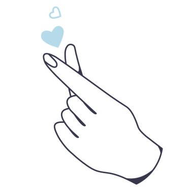 Romantic pink hand and arms expressions. Hand sign. Korean heart love gesture. Valentine's day. Doodle. Linear. Outline. Cute and simple