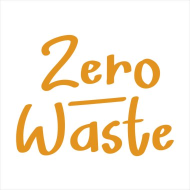 Yeşil eko yapraklı sıfır atık el yazısı yazısı işareti. Atık yönetimi kavramı izole edilmiş illüstrasyon