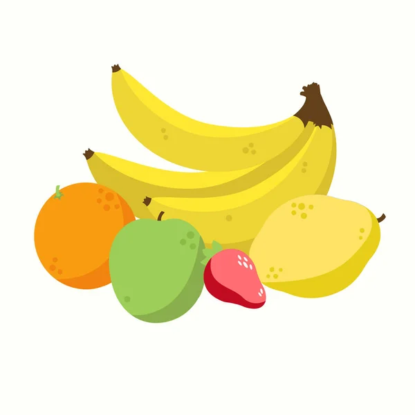 Ξηροί καρποί. Φυσικά τροπικά φρούτα, κανίς πορτοκάλι και βιταμίνη λεμόνι. Vegan κουζίνα μήλο χέρι που, βιολογικά φρούτα ή χορτοφαγικά τρόφιμα. Διάνυσμα Υγιή απεικόνιση φρούτα. — Διανυσματικό Αρχείο