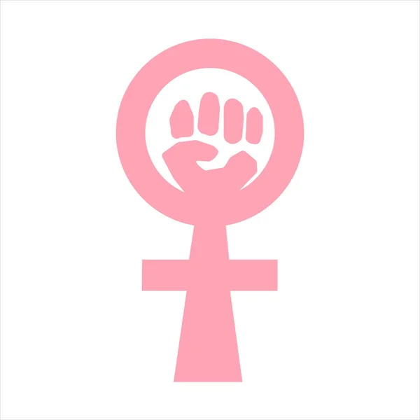 Vector Illustration Women Resist Symbol Raised Fist Icon Female Gender — Stock Vector