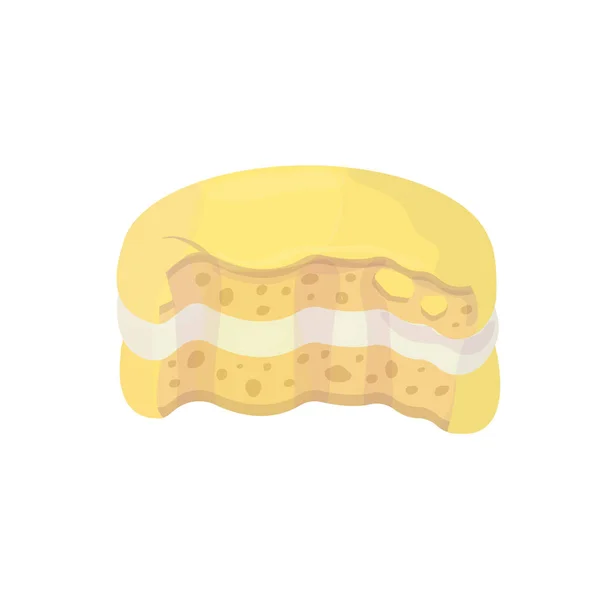 Watercolor Lemon Macaron Traditional French Cookies Different Colors Isolated Vector - Stok Vektor