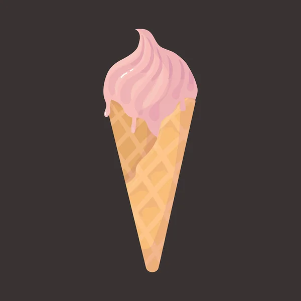 Watercolor Strawberry Ice Cream Illustration Vector Desserts —  Vetores de Stock