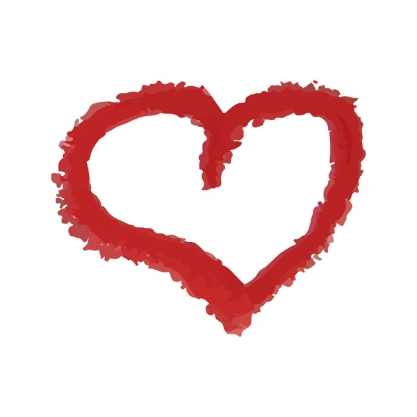 Red Heart Painted Oil Pastel Illustration Valentine Day Vector —  Vetores de Stock