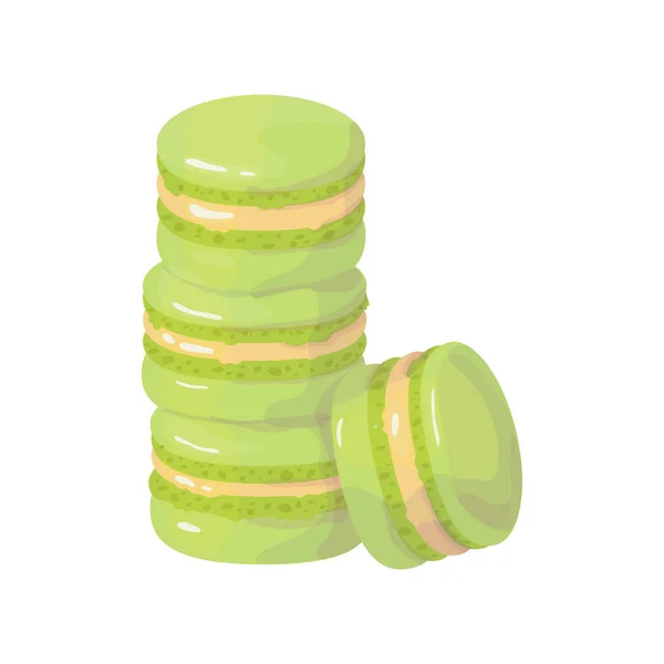 Macarons Pistache Dans Une Boîte Desserts Français Warecolor Vecteur Isolé — Image vectorielle