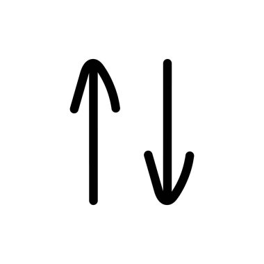 Simple Up and Down arrows. Vector Doodle icon on white background.