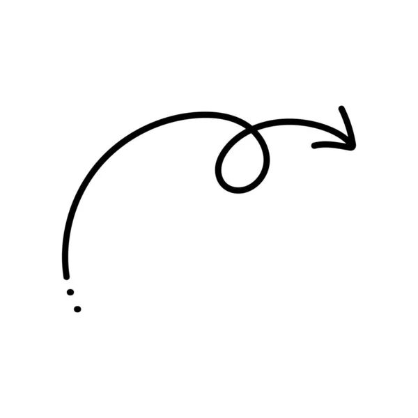 Simple Elegant Style Arrow Vector Icon Doodle Curvy Line — Vector de stock