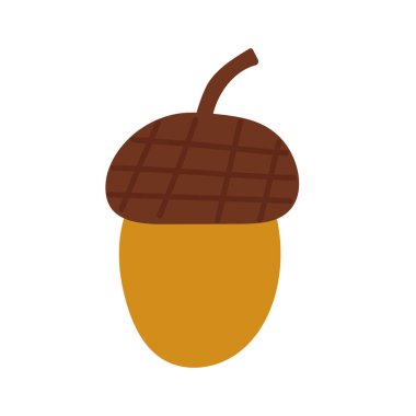 Sevimli sonbahar ikonu - meşe palamudu. Beyaz arkaplanda muhteşem sonbahar vektör illüstrasyonu.