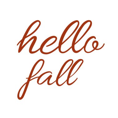 Merhaba güz harfleri kırmızı metin. El çizimi vektör çizimi beyaz arkaplanda izole edildi.