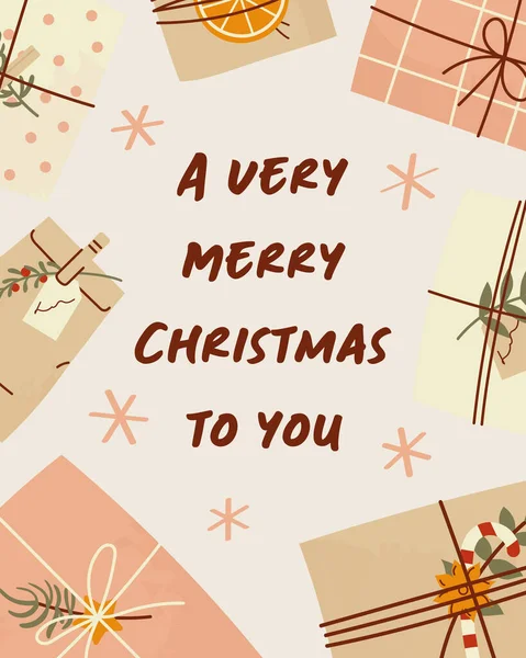 Веселого Різдва Святвечір Листівки Гарна Ілюстрація Подарункових Скриньок Папері Ремесла — стоковий вектор