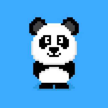 Piksel resim tarzında panda karakteri