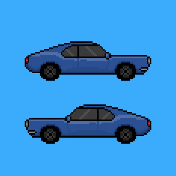 Carro Azul Projeto Arte Pixel — Vetor de Stock