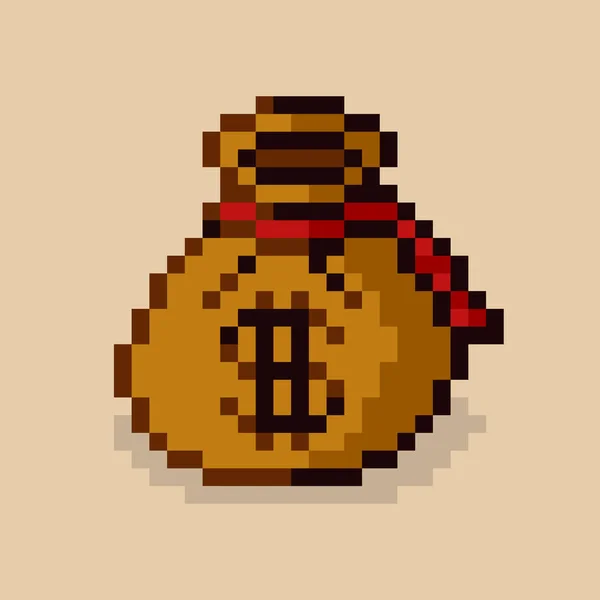 Money Bag Pixel Art — Stock Vector