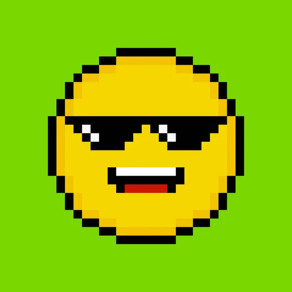 Gelbes Emoticon Pixel Art Stil — Stockvektor