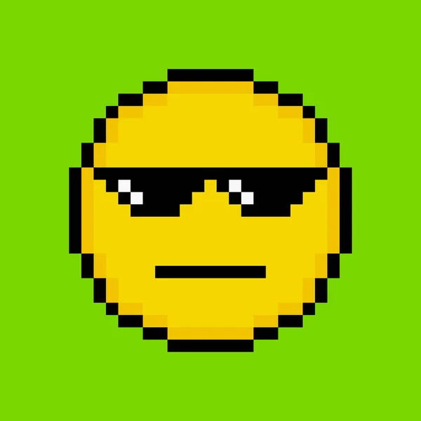 Gul Emoticon Pixel Konst Stil — Stock vektor