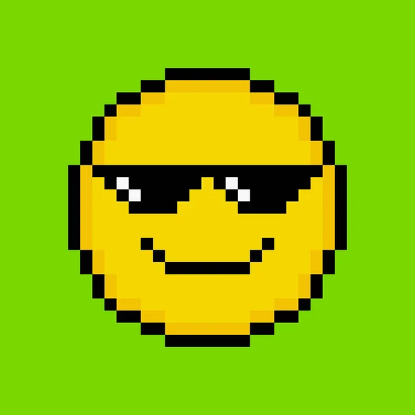 Gul Emoticon Pixel Konst Stil — Stock vektor