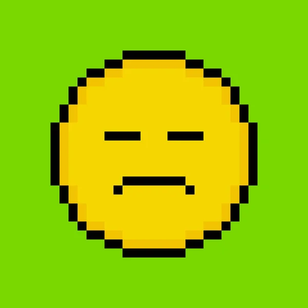 Gelbes Emoticon Pixel Art Stil — Stockvektor